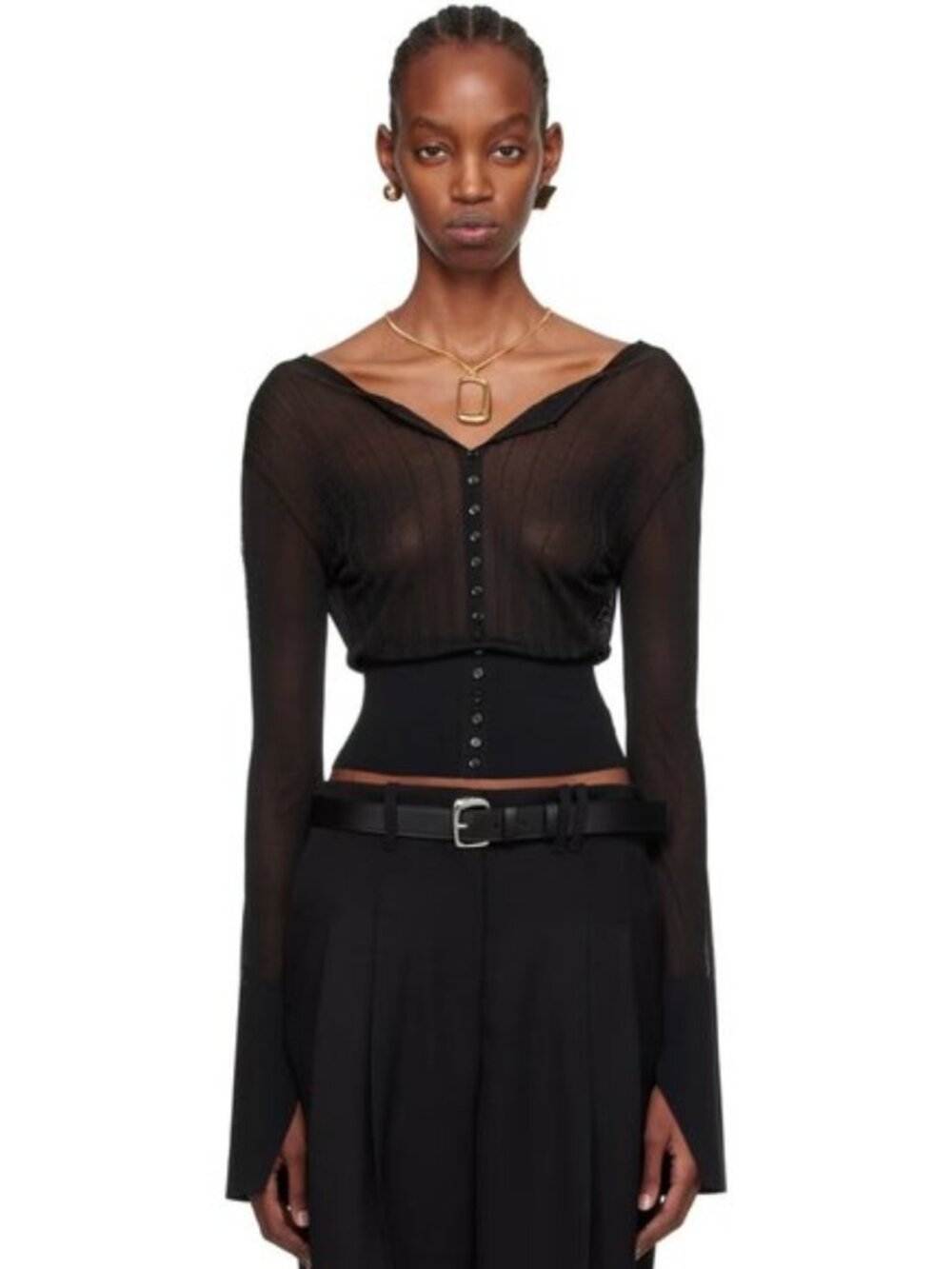 JACQUEMUS Le Cardigan Joya Cardigan Top In Black